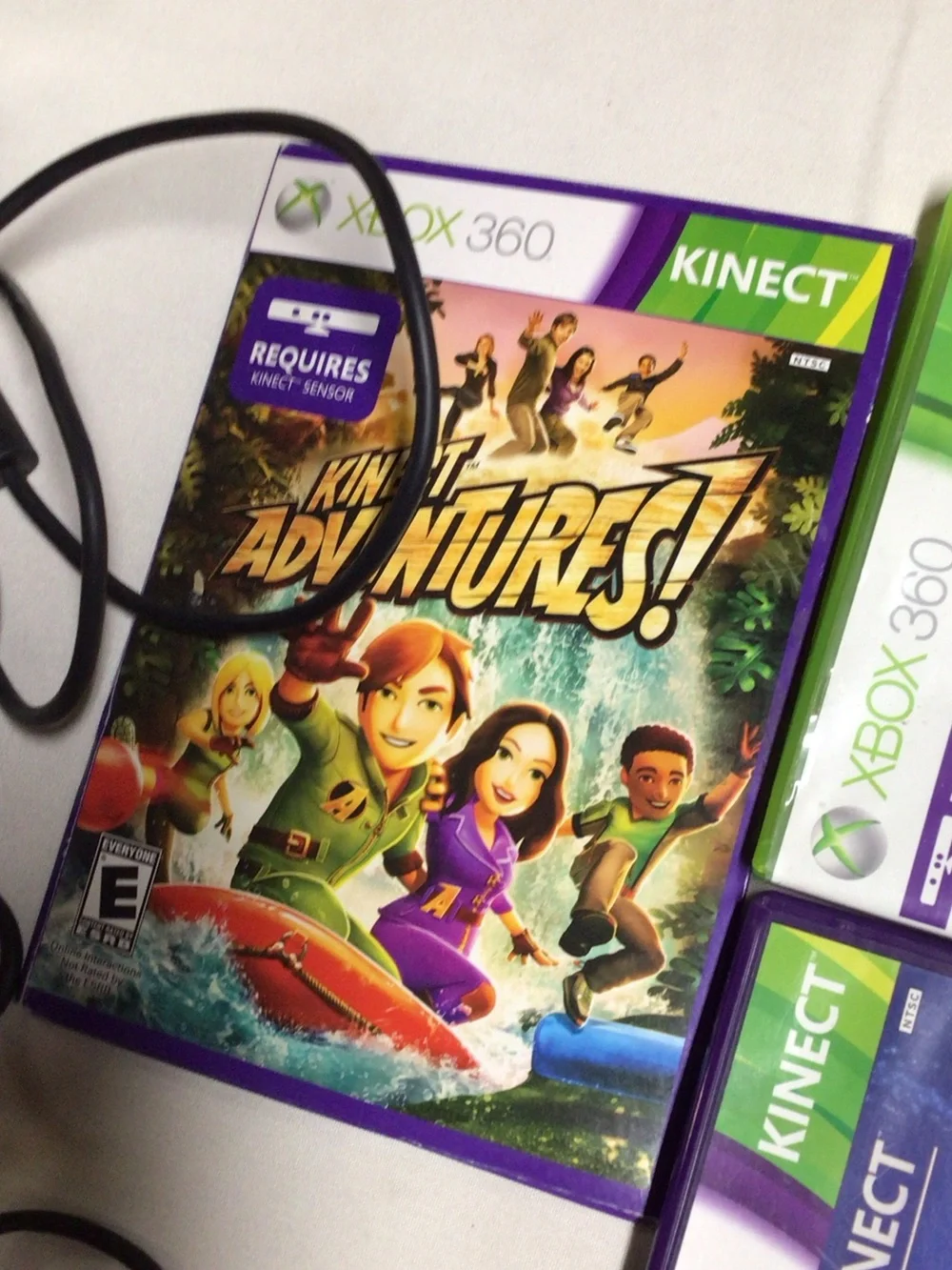 Microsoft Kinect Sensor Bar in Black 4 game lot. Kinect Disney,rush,game night